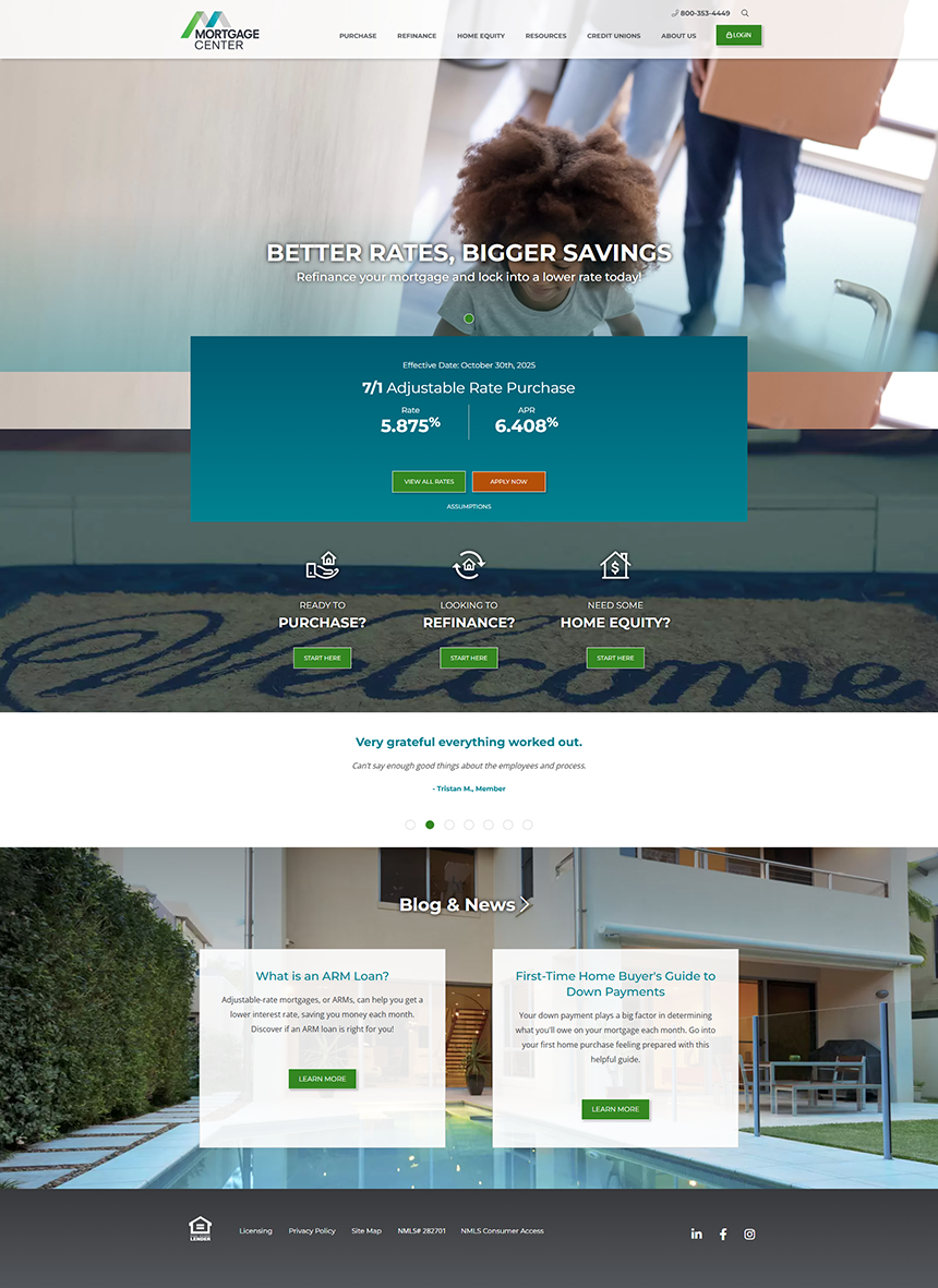 Original Mortgage Center website screenshot (before redesign)